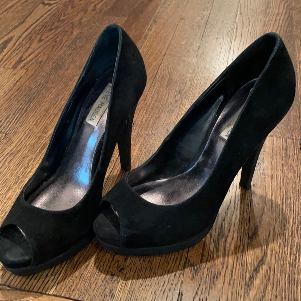 Steve Madden Black Suede Open-Toe Heel - image 1